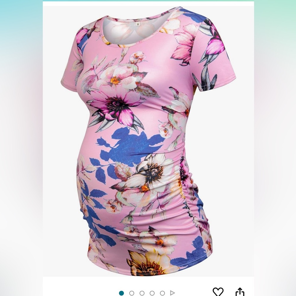 Glamix Women’s Maternity T-shirt Side Ruched Short Sleeve Basic Pregnancy Top